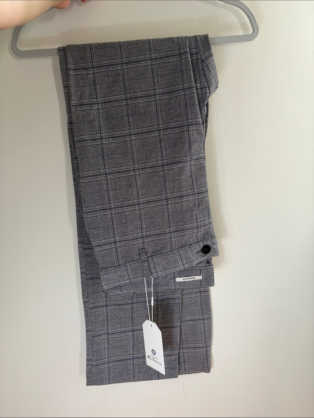 Men's Gray Plaid Dress Pants - Slim fit